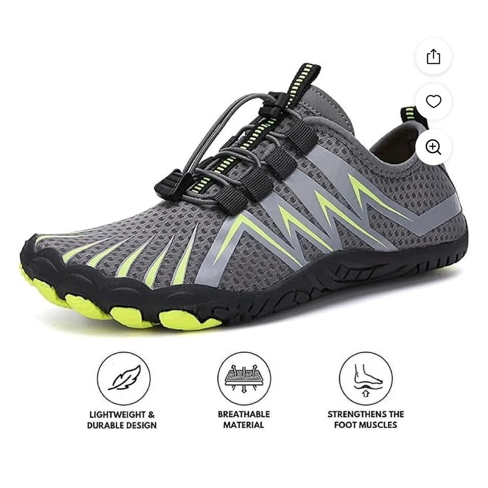 Hike Footwear Panthera Barefoot Shoes Grey Lime Green Minimalist Wide Toe Box 39